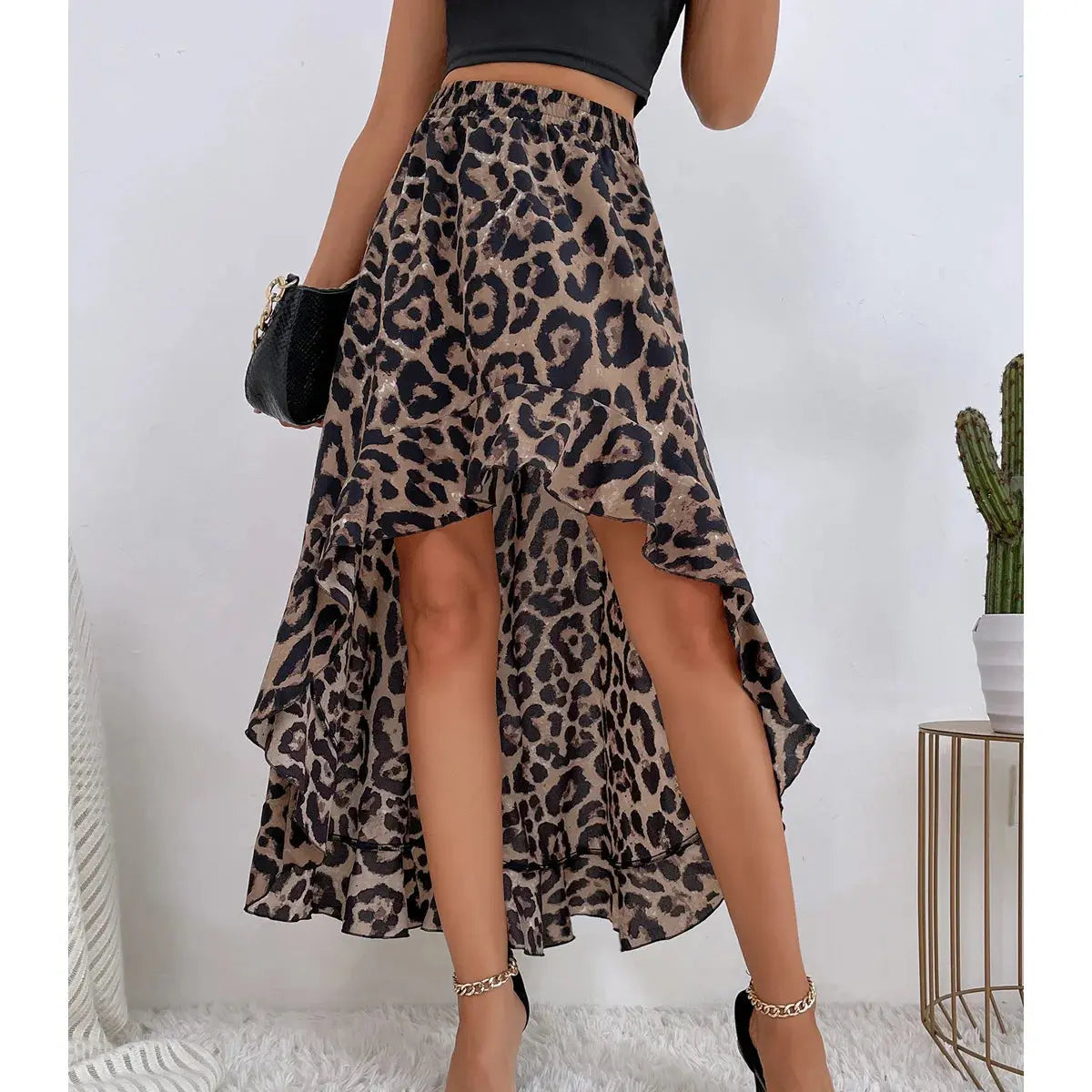 Summer Leopard Print Elegant Fashion Long Skirt Women Floral Sexy Aesthetic Split High Waist Sunscreen Wrap A-line Skirt Female - Jungle Line
