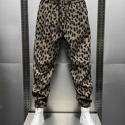 Pantalon homme ample à imprimé léopard Jungle Line, style décontracté d'été, grande taille, tendance streetwear vintage.