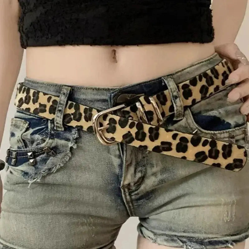 Y2K Girls Leopard Print Belt Women Jeans Snakeskin Pattern Belts Classic Simple PU Leather Waistband Long-lasting Fashion Belt Jungle Line