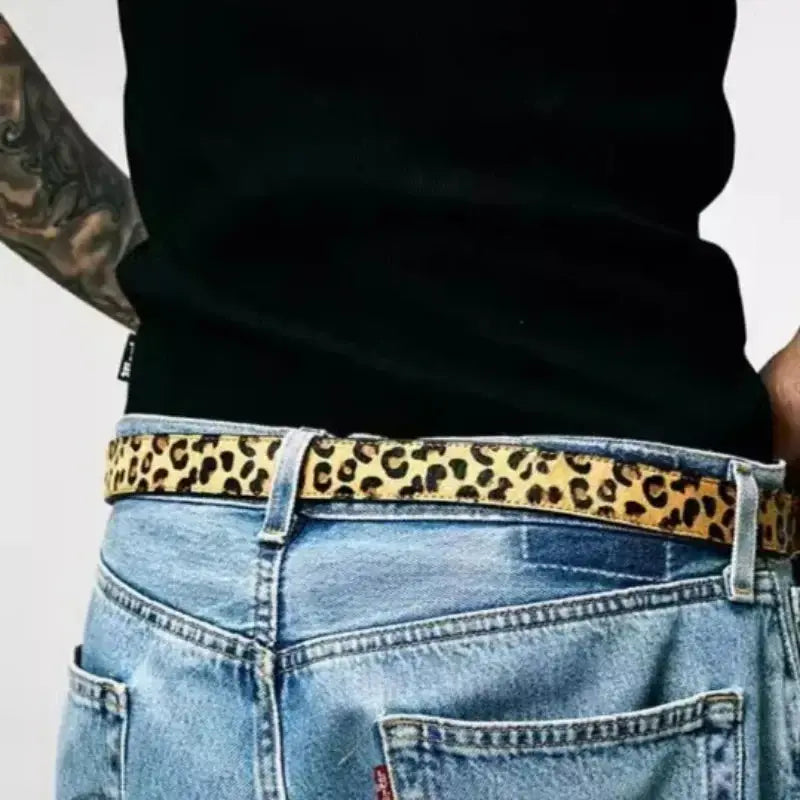 Y2K Girls Leopard Print Belt Women Jeans Snakeskin Pattern Belts Classic Simple PU Leather Waistband Long-lasting Fashion Belt Jungle Line