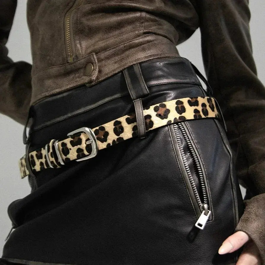 Y2K Girls Leopard Print Belt Women Jeans Snakeskin Pattern Belts Classic Simple PU Leather Waistband Long-lasting Fashion Belt Jungle Line