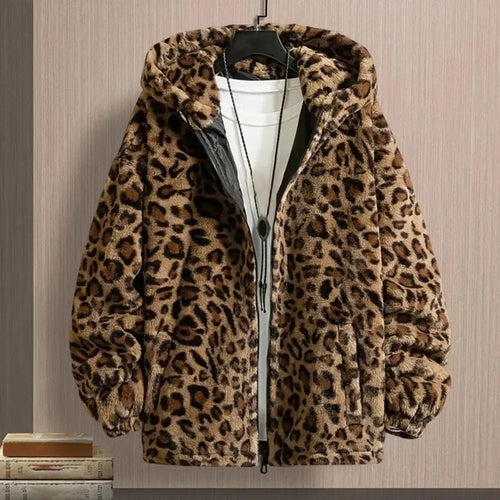 Leopard Print Cotton-padded Overcoat Autumn Men Jacket - Jungle Line