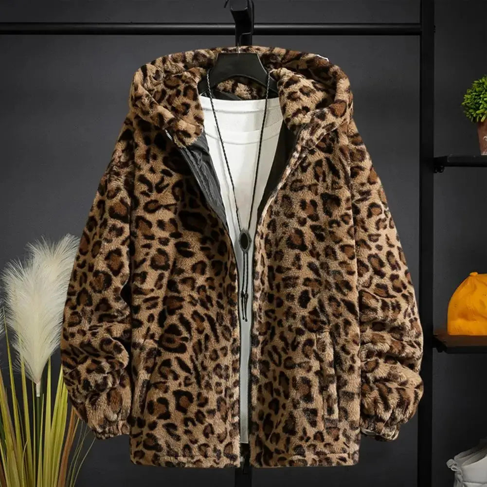 Leopard Print Cotton-padded Overcoat Autumn Men Jacket - Jungle Line