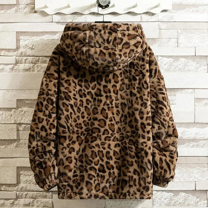 Leopard Print Cotton-padded Overcoat Autumn Men Jacket - Jungle Line