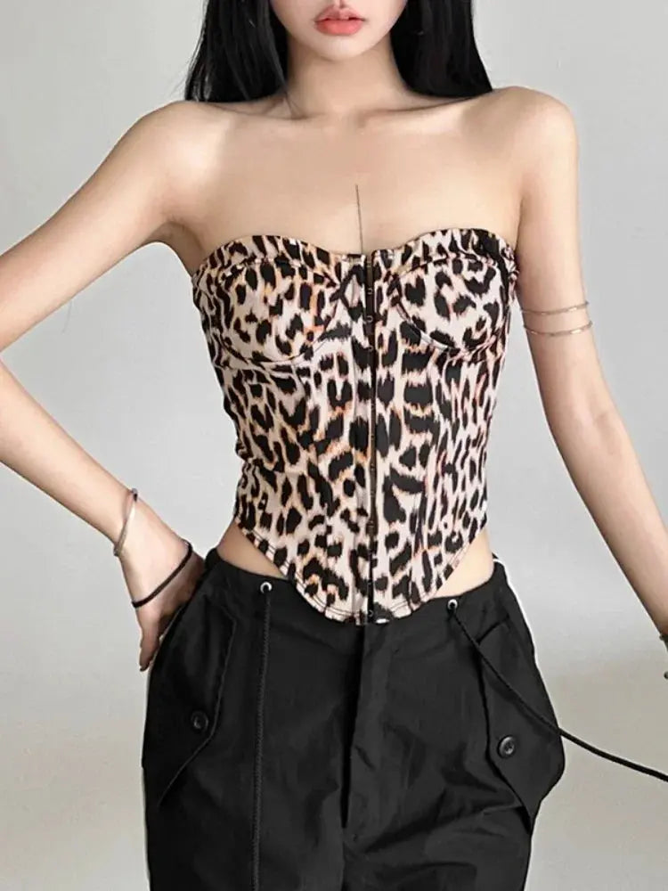Leopard Printing Bandeau Top Off Shoulder Tube Tops For Women Streetwear Slim Fit Bralette Mujer Bustier Lingerie Sexy De Femmes - Jungle Line