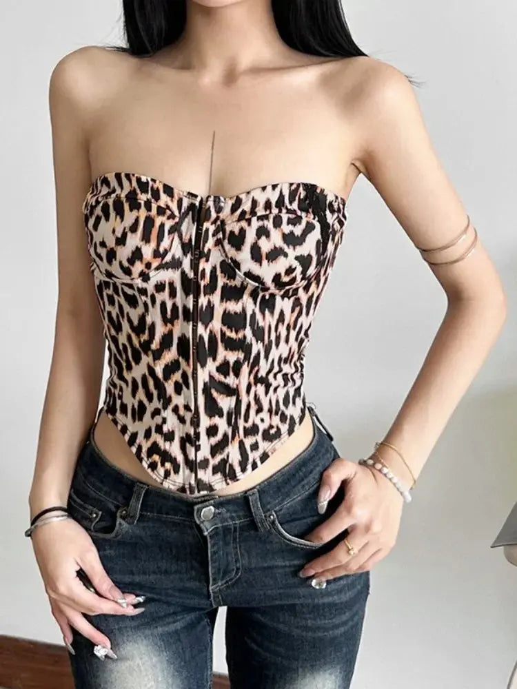 Leopard Printing Bandeau Top Off Shoulder Tube Tops For Women Streetwear Slim Fit Bralette Mujer Bustier Lingerie Sexy De Femmes - Jungle Line