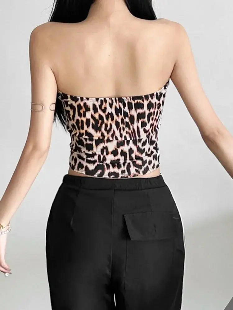 Leopard Printing Bandeau Top Off Shoulder Tube Tops For Women Streetwear Slim Fit Bralette Mujer Bustier Lingerie Sexy De Femmes - Jungle Line