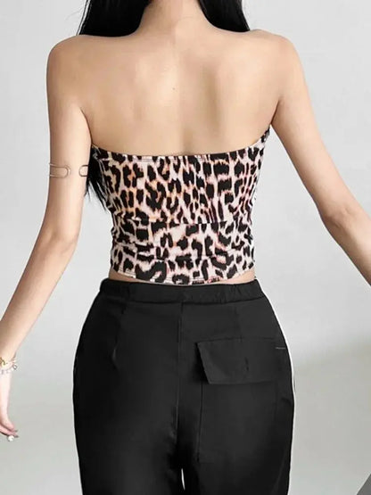 Leopard Printing Bandeau Top Off Shoulder Tube Tops For Women Streetwear Slim Fit Bralette Mujer Bustier Lingerie Sexy De Femmes - Jungle Line