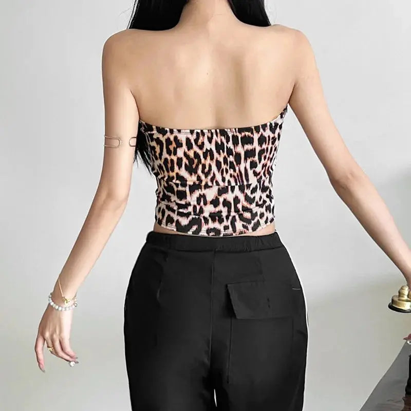 Leopard Printing Bandeau Top Off Shoulder Tube Tops For Women Streetwear Slim Fit Bralette Mujer Bustier Lingerie Sexy De Femmes - Jungle Line