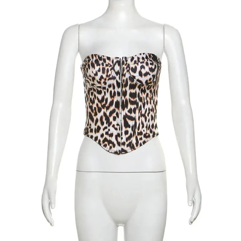 Leopard Printing Bandeau Top Off Shoulder Tube Tops For Women Streetwear Slim Fit Bralette Mujer Bustier Lingerie Sexy De Femmes - Jungle Line