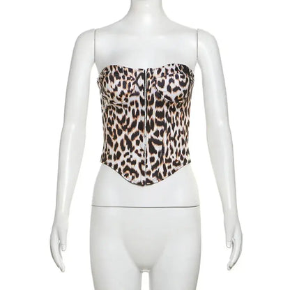 Leopard Printing Bandeau Top Off Shoulder Tube Tops For Women Streetwear Slim Fit Bralette Mujer Bustier Lingerie Sexy De Femmes - Jungle Line