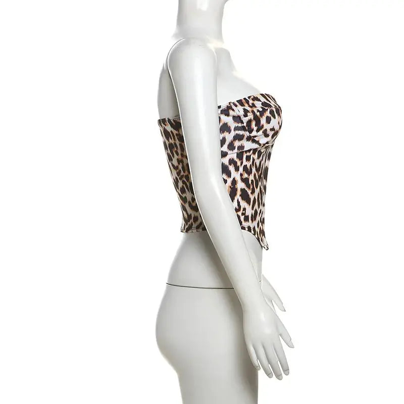 Leopard Printing Bandeau Top Off Shoulder Tube Tops For Women Streetwear Slim Fit Bralette Mujer Bustier Lingerie Sexy De Femmes - Jungle Line