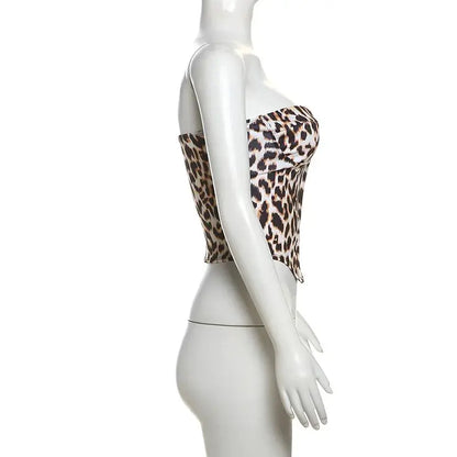 Leopard Printing Bandeau Top Off Shoulder Tube Tops For Women Streetwear Slim Fit Bralette Mujer Bustier Lingerie Sexy De Femmes - Jungle Line