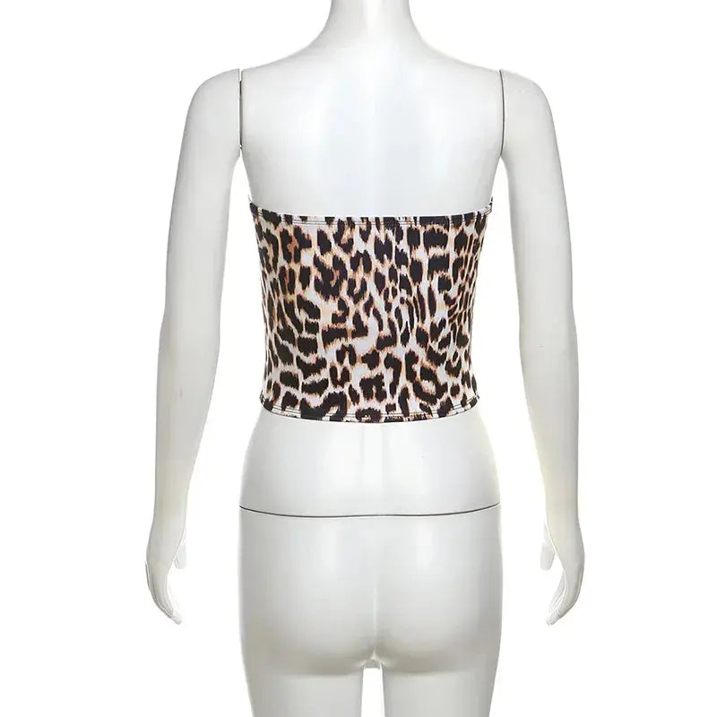 Leopard Printing Bandeau Top Off Shoulder Tube Tops For Women Streetwear Slim Fit Bralette Mujer Bustier Lingerie Sexy De Femmes - Jungle Line