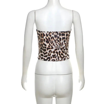 Leopard Printing Bandeau Top Off Shoulder Tube Tops For Women Streetwear Slim Fit Bralette Mujer Bustier Lingerie Sexy De Femmes - Jungle Line