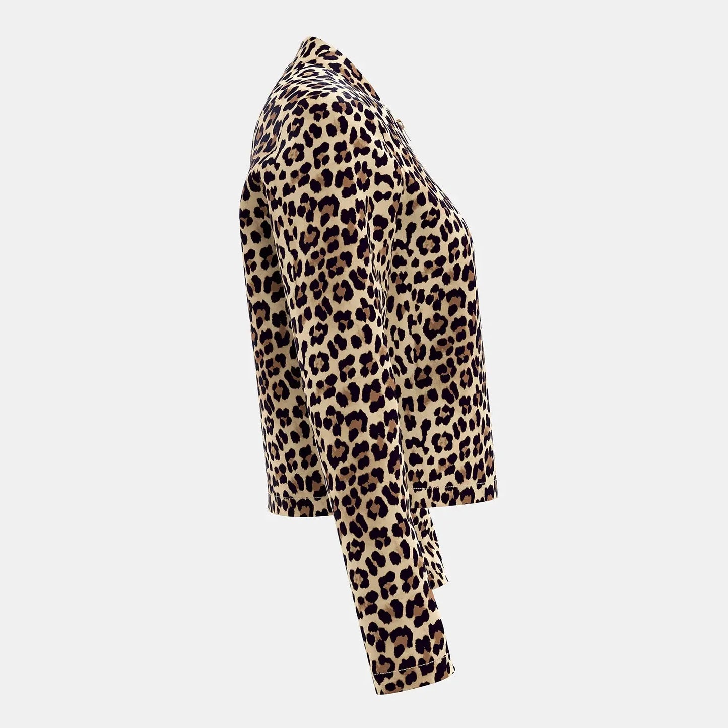 Jungle Line Mia Muse women's lightweight leopard print jacket with zipper, long sleeves, crew neck, casual fashion, daily wear