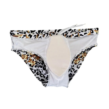 Sexy Mens Leopard Swim Briefs Summer Pool Waterproof Jungle Line