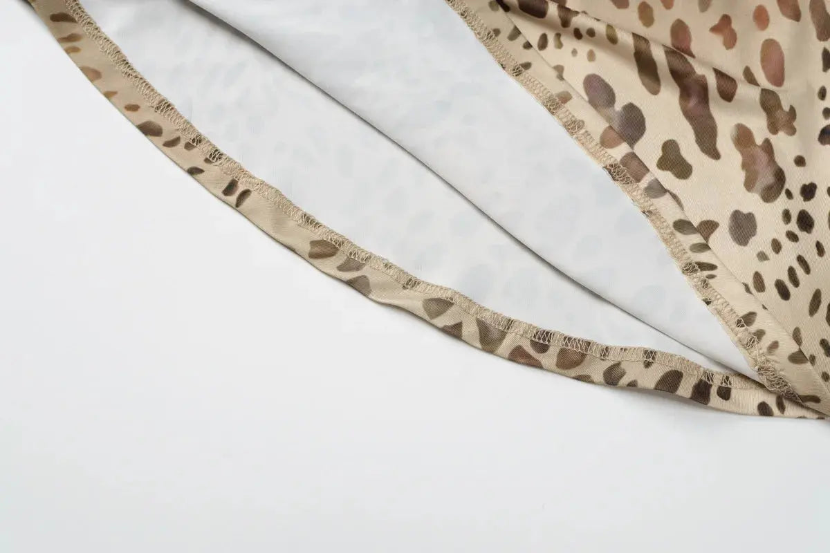 Robe longue cryptographique Jungle Line à imprimé léopard, dos nu sexy, style bandage, tenue de club pour femmes.