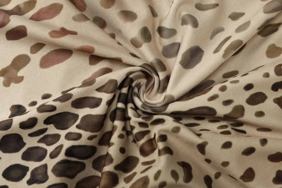 Robe longue sexy à imprimé léopard, style cryptographique, sans dos, avec bandage, de la marque Jungle Line, pour femmes.