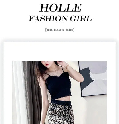 Leopard Ice Silk Print Wide Leg Pants Women's New Chiffon Drawstring High Waist Draped Floor Mopping Pants - Jungle Line