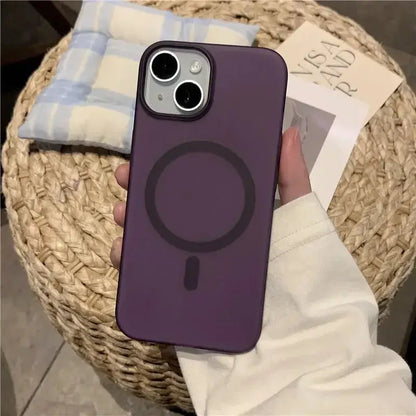 Light blue Jungle Line Ultra Thin Matte Magnetic Wireless Charger Case for iPhone 14 Plus and other iPhone models, translucent hard PC cover.