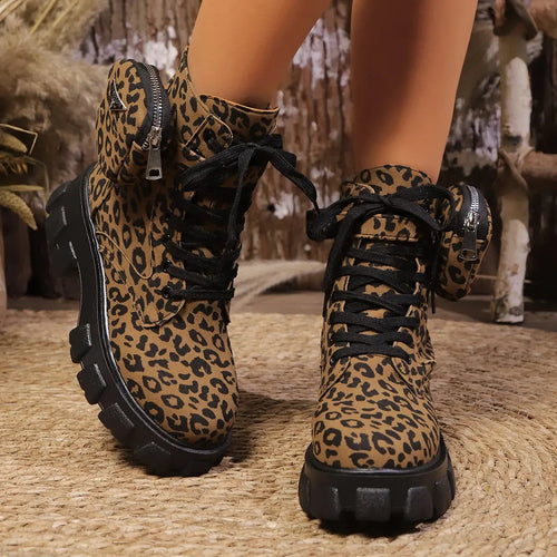 Women's Ankle Boots  New Outdoor leopard print Jungle Line