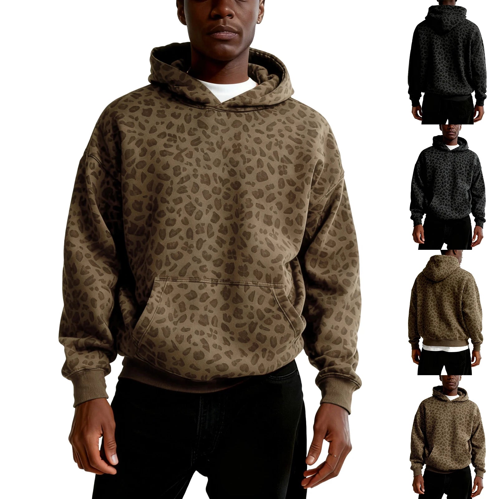 Sweat-shirt à manches longues pour hommes et femmes de Jungle Line, motif léopard, style décontracté et confortable.