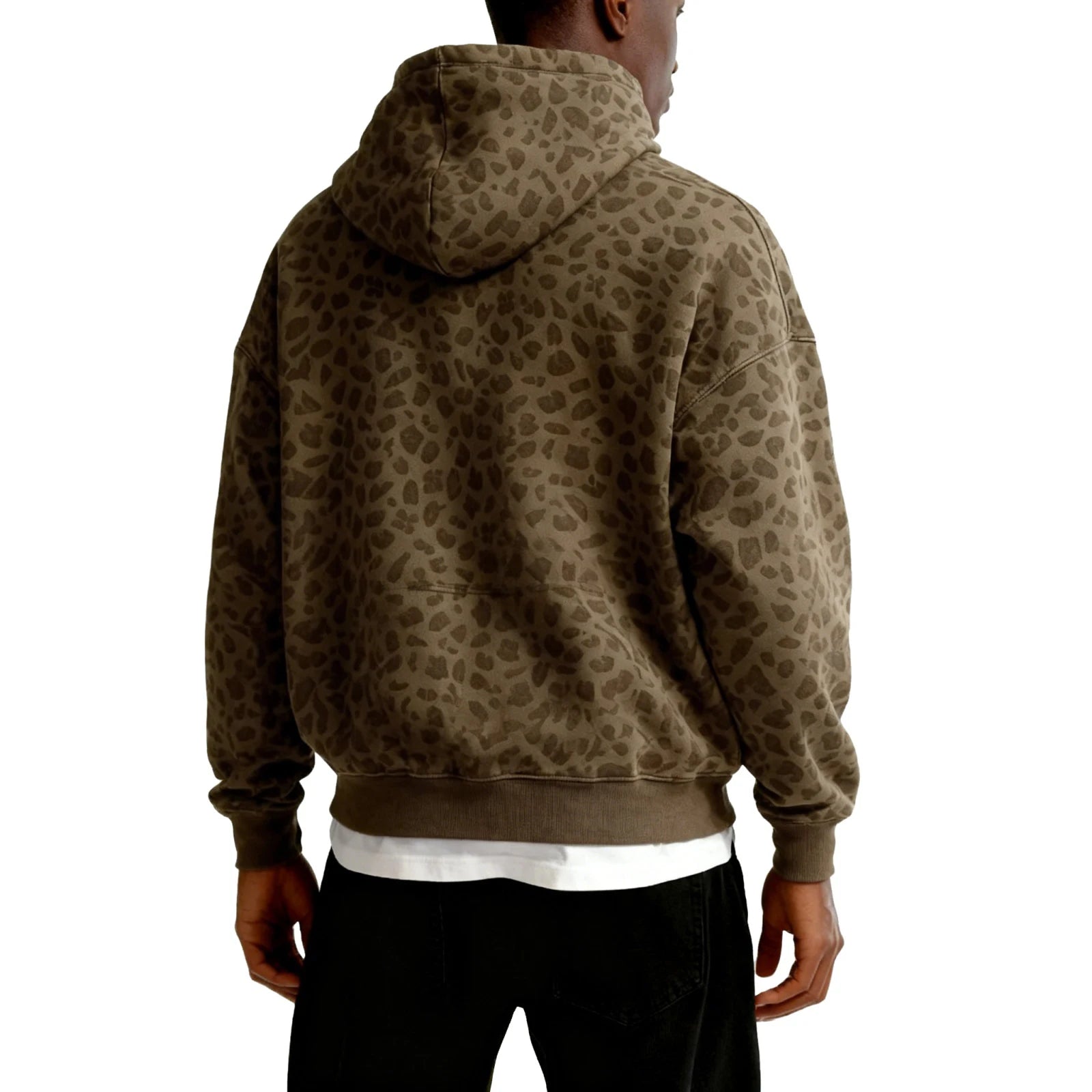 Sweat-shirt à capuche décontracté pour hommes et femmes, imprimé léopard, tissu doux, style streetwear Jungle Line.