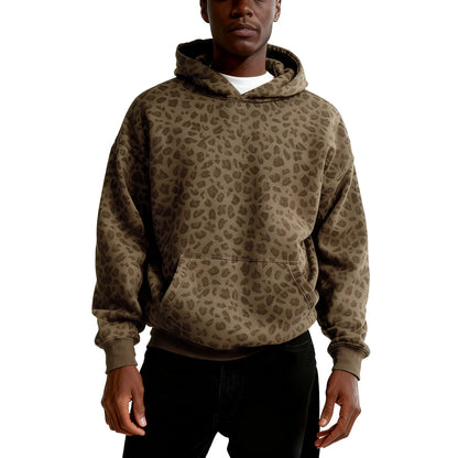 Sweatshirt à manches longues pour hommes et femmes, motif léopard, col à capuche, style décontracté Jungle Line, tissu doux.