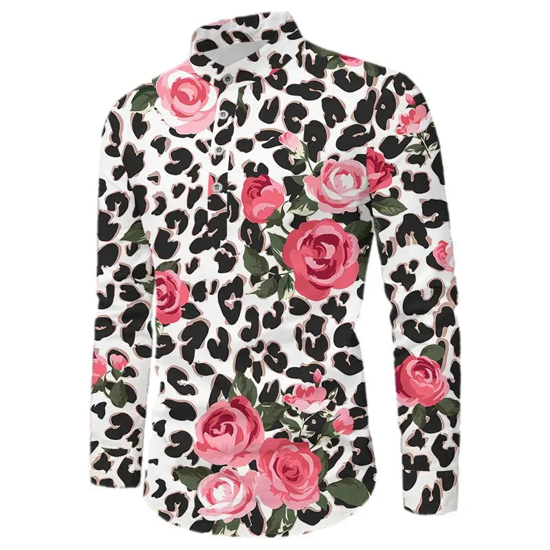 Leopard Shirts Men Fashion Shirt Long Sleeve Hawaiian Shirts - Jungle Line