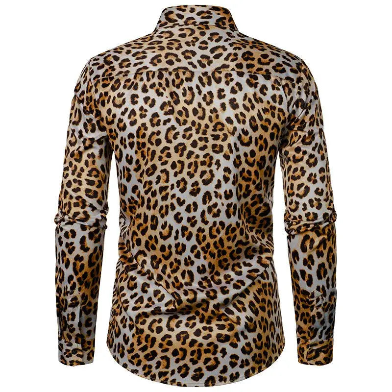 Leopard Shirts Men Fashion Shirt Long Sleeve Hawaiian Shirts - Jungle Line