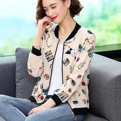 New Summer Fashionable Large Size Short Jacket For Women Loose Fit Sun Protection Clothing V-Neck Cardigan Top For Elderly - Jungle Line