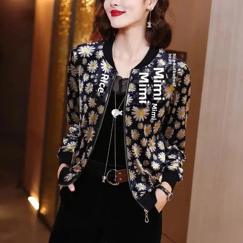 New Summer Fashionable Large Size Short Jacket For Women Loose Fit Sun Protection Clothing V-Neck Cardigan Top For Elderly - Jungle Line