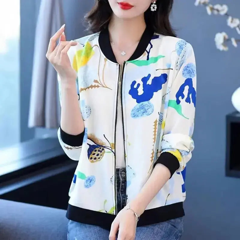 New Summer Fashionable Large Size Short Jacket For Women Loose Fit Sun Protection Clothing V-Neck Cardigan Top For Elderly - Jungle Line