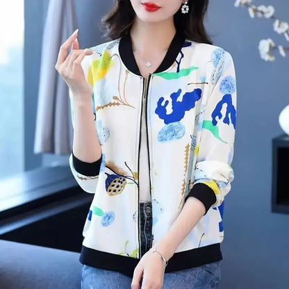 New Summer Fashionable Large Size Short Jacket For Women Loose Fit Sun Protection Clothing V-Neck Cardigan Top For Elderly - Jungle Line