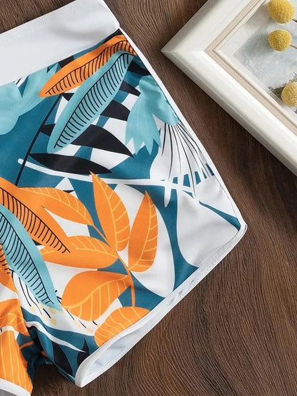 2023 Halter Bikini Set Short Swimsuit Women High Waist Swimwear Female Printed Bathers Swimming Bathing Swim Suit Beachwear - Jungle Line