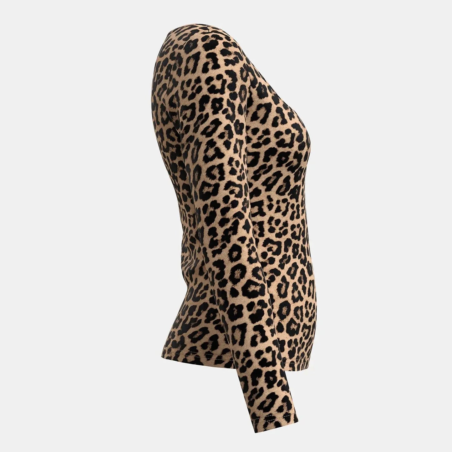 Mia Muse Women'S T-Shirts Autumn Fitting Slim Leopard Jungle Line