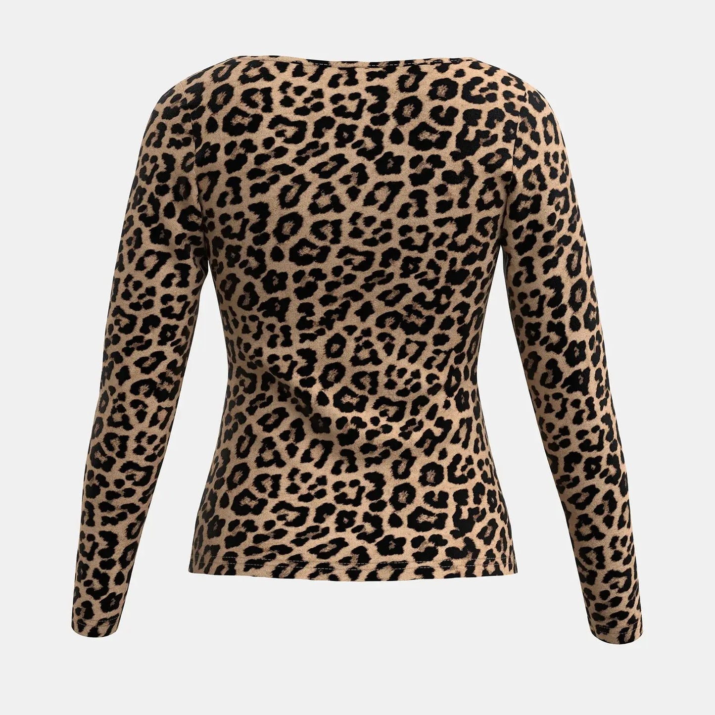Mia Muse Women'S T-Shirts Autumn Fitting Slim Leopard Jungle Line