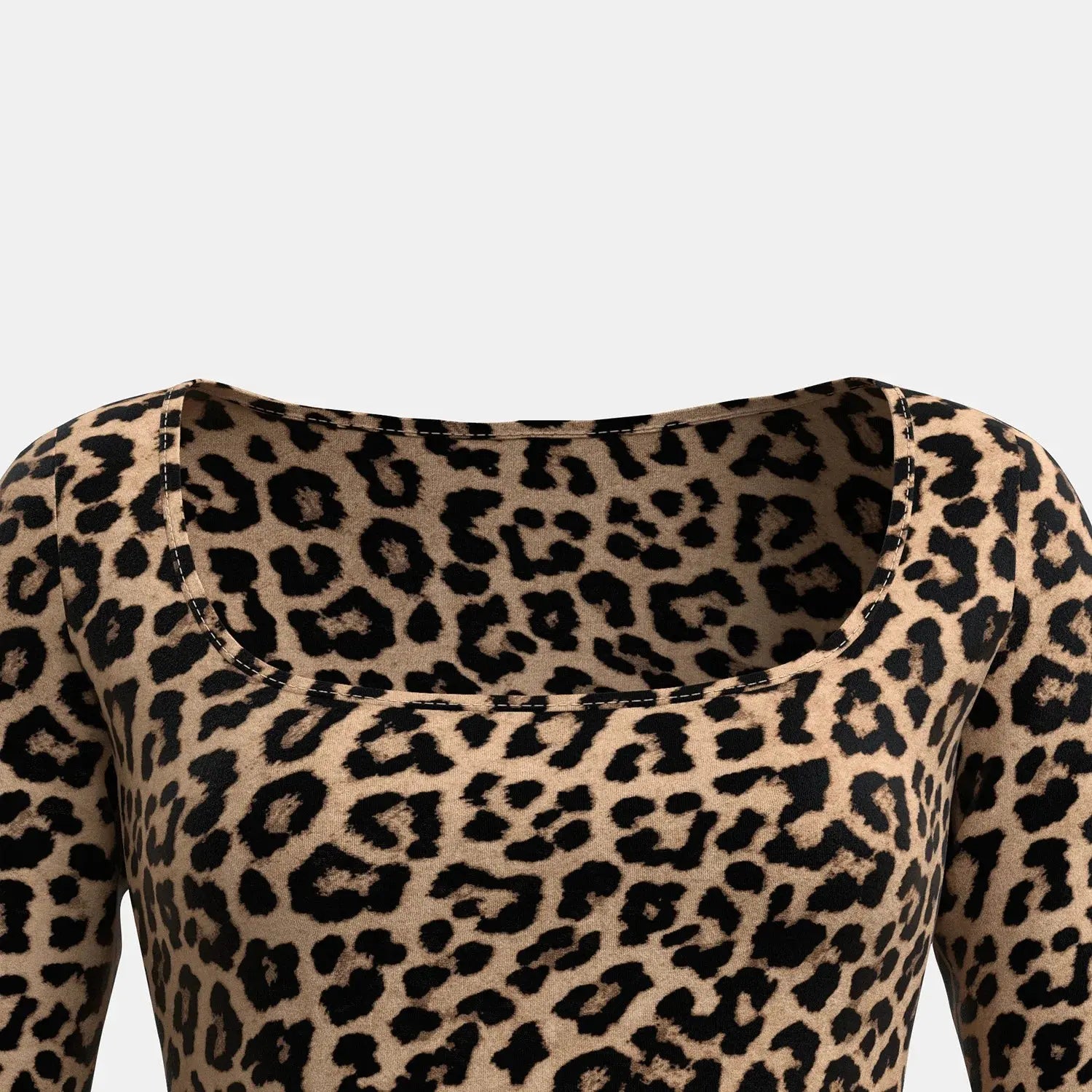 Mia Muse Women'S T-Shirts Autumn Fitting Slim Leopard Jungle Line