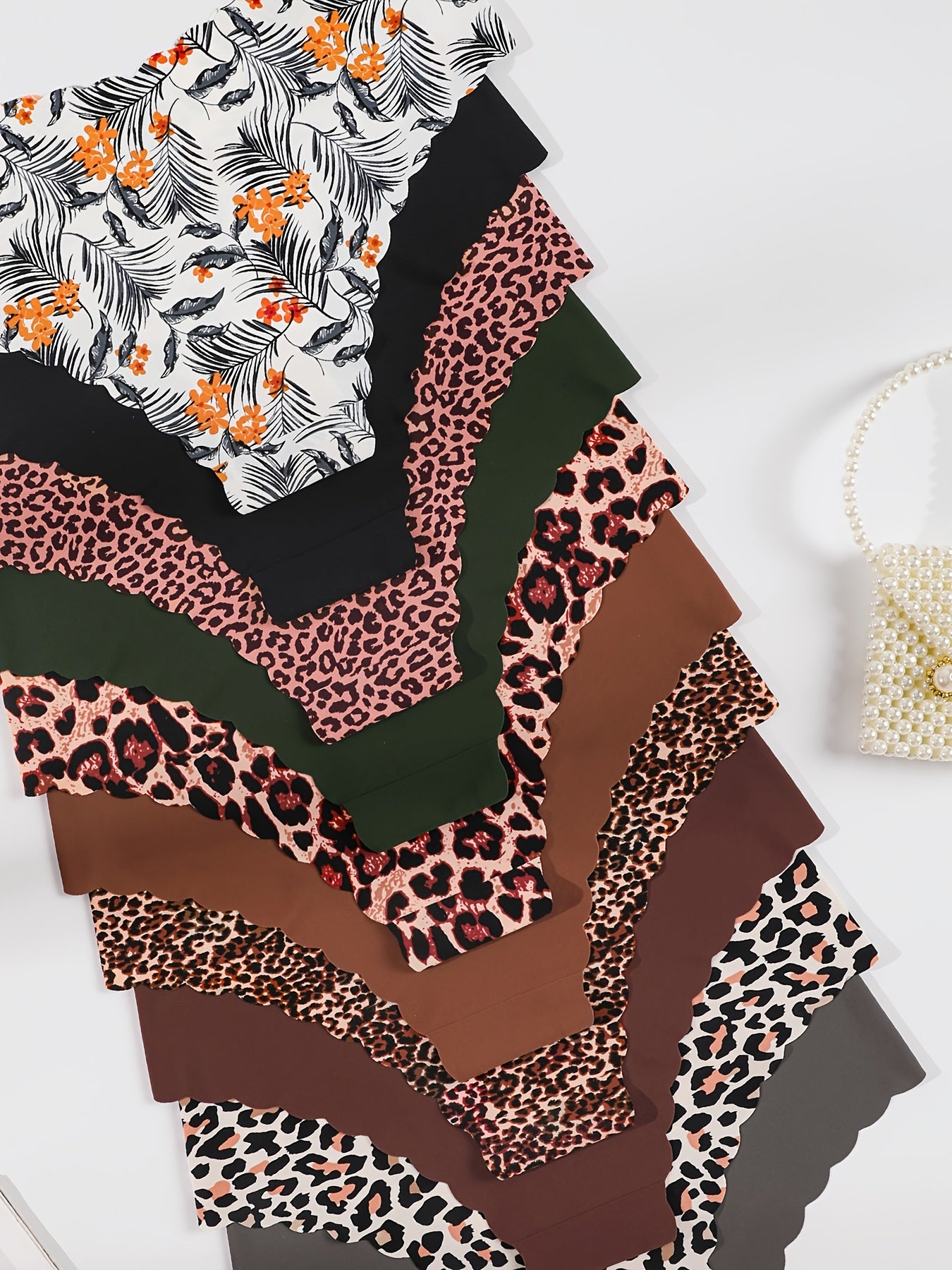 Lot de 10 culottes femme Jungle Line, Seamless, élastiques, respirantes, avec motifs léopard et couleurs unies, confort quotidien
