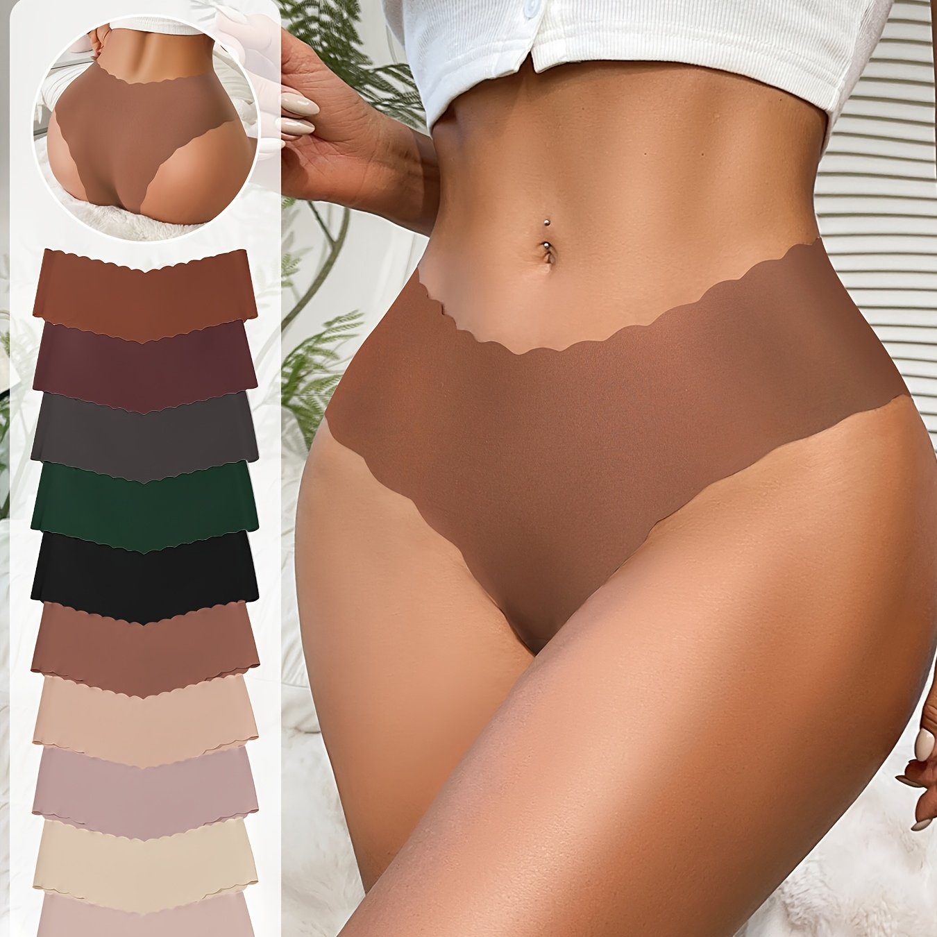 Lot de 10 culottes sans couture Jungle Line, en dentelle à motifs léopard et couleurs unies, confortables et respirantes pour femmes