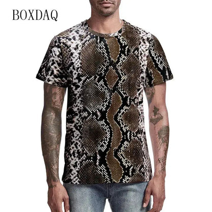 Leopard Men's Fashion T-Shirts Short Sleeve Streetwear Jungle Line
