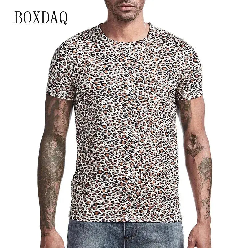 Leopard Men's Fashion T-Shirts Short Sleeve Streetwear Jungle Line