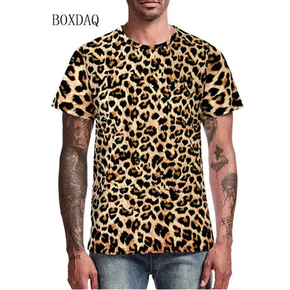 Leopard Men's Fashion T-Shirts Short Sleeve Streetwear Jungle Line