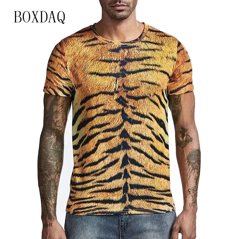 Leopard Men's Fashion T-Shirts Short Sleeve Streetwear Jungle Line