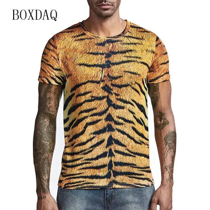 Leopard Men's Fashion T-Shirts Short Sleeve Streetwear Jungle Line