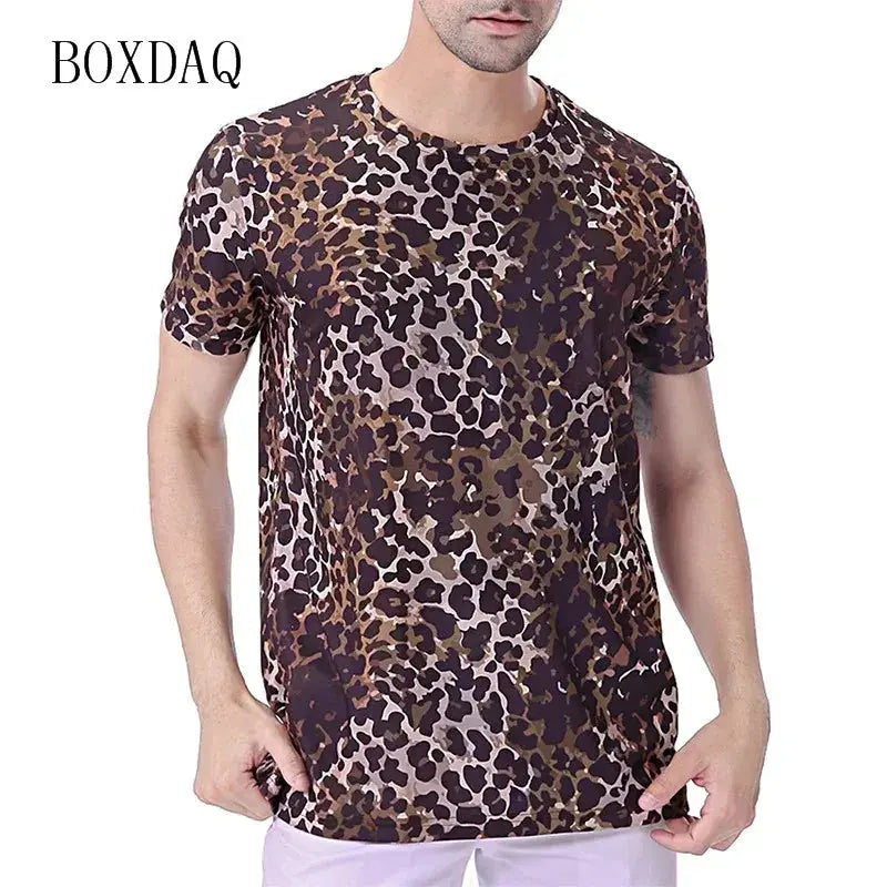 Leopard Men's Fashion T-Shirts Short Sleeve Streetwear Jungle Line