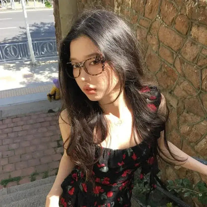 Lunettes de vue vintage pour femmes Jungle Line avec imprimé léopard, nœud, grandes formes ovales, style Y2K, sans verres.