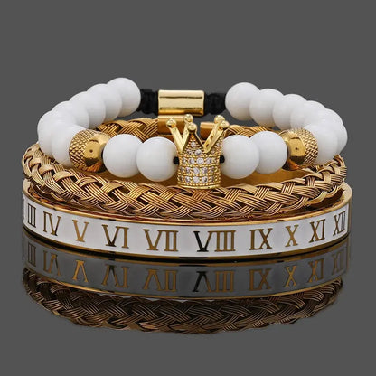 Luxury white stone beads crown featuring a leopard head design by Jungle Line, showcasing intricate craftsmanship and elegant details.