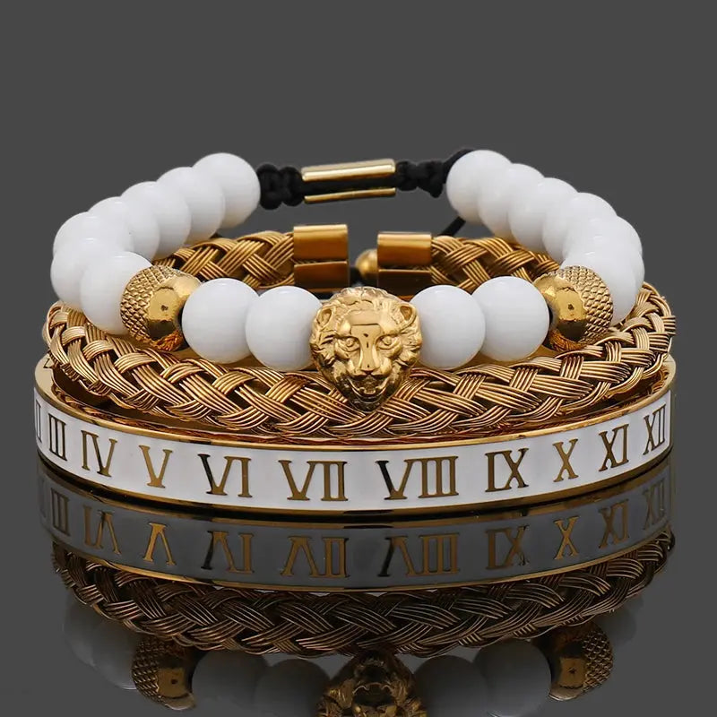 Luxury white stone beads crown featuring a leopard head design, by Jungle Line, with intricate beadwork and detailed animal motif.
